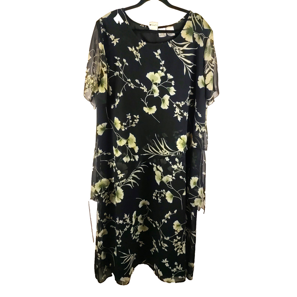 Roman's Women's Dress Size 28 W Midi Short Sleeve Round Neck Career Church Flaw